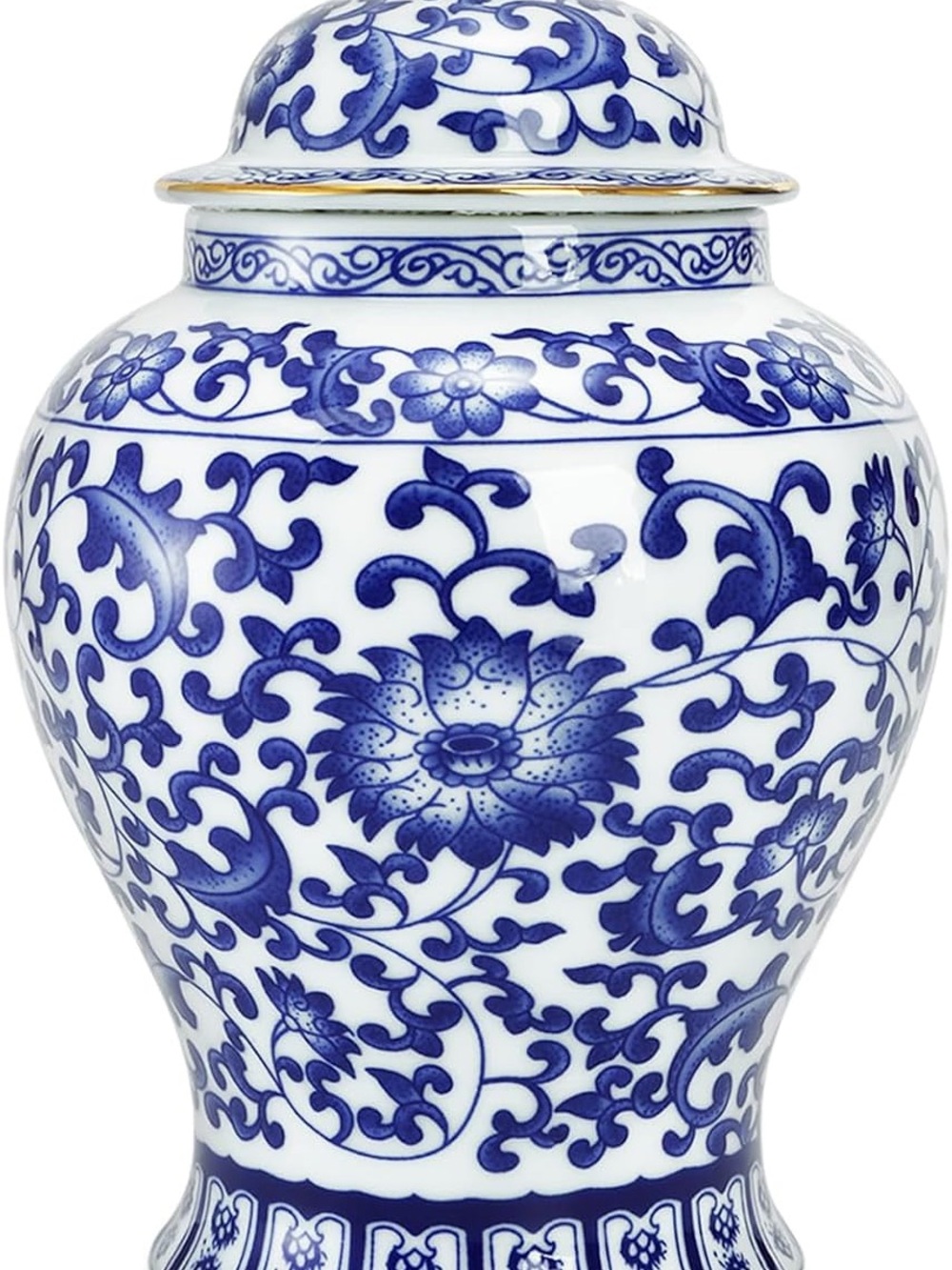 Jar with Lid, 7.2 Inch Chinoiserie Porcelain Jar Blue & White